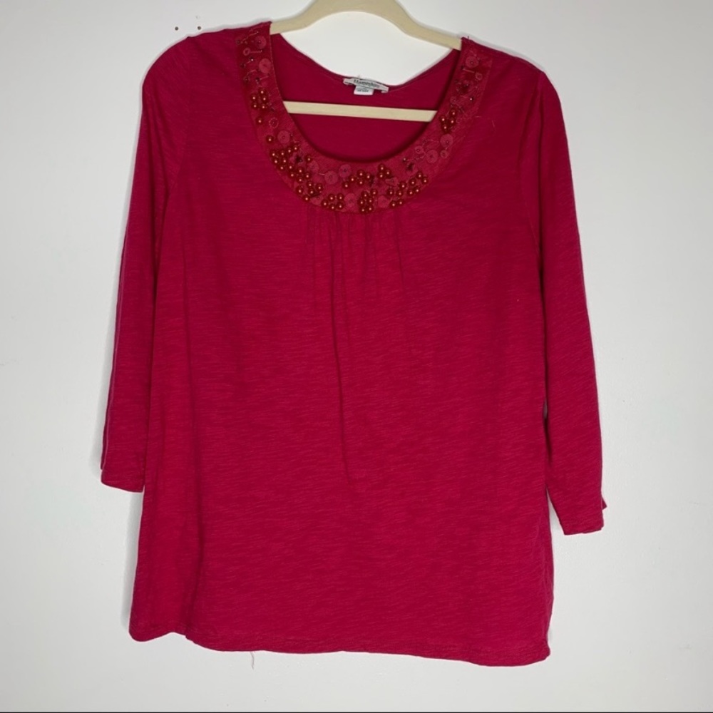 Hampshire Studio red cotton beaded top M